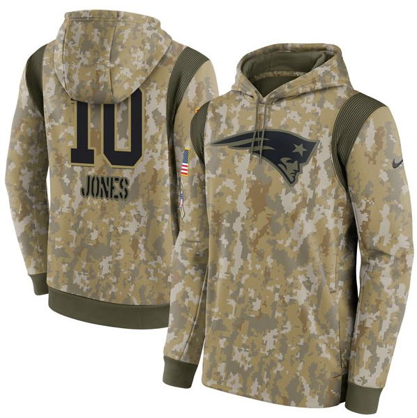 Men's New England Patriots #10 Mac Jones Camo 2021 Salute To Service Therma Performance Pullover Hoodie Men's New England Patriots #10 Mac Jones Camo 2021 Salute To Service Therma Performance Pullover Hoodie